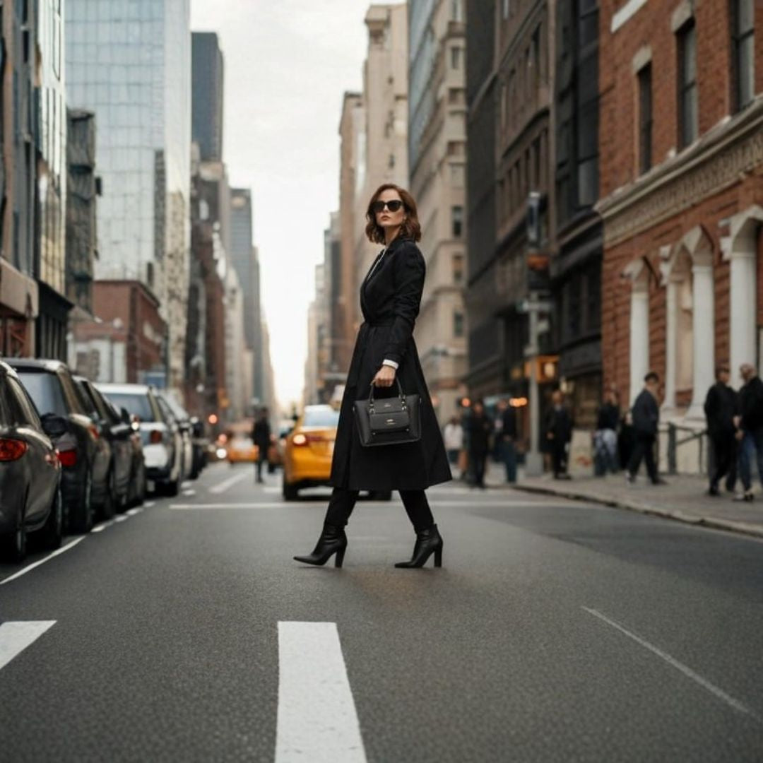 Black SSDAISHU Kangaroo Logo Leather Tote Handbag