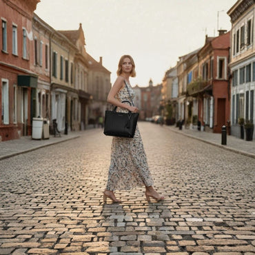 The Signature Black Tassel & Chain Tote Bag | Structured Faux Leather Handbag
