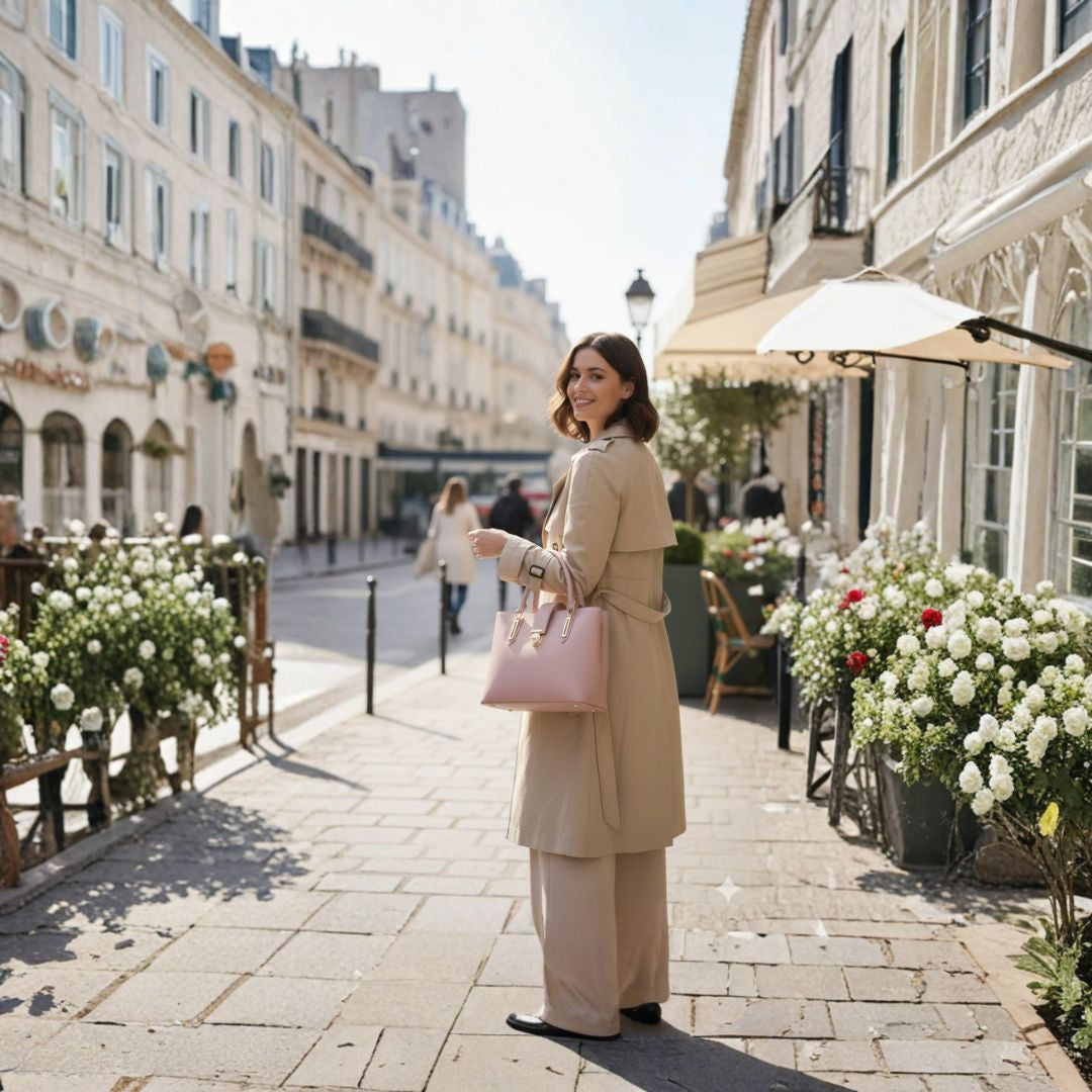 Tory Burch Pink Leather Mini Tote Handbag with Gold Hardware