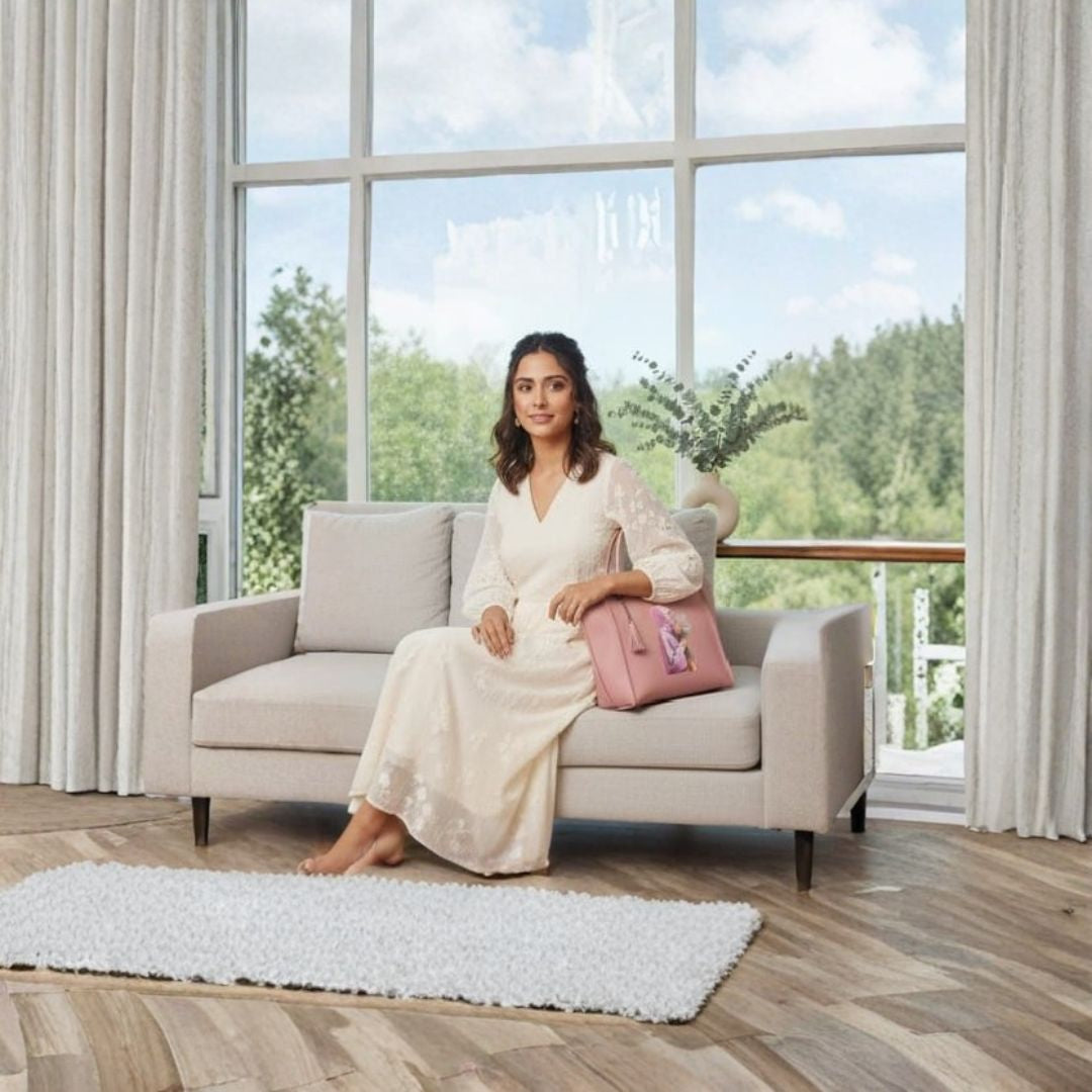 Pink Hijab‑Style Floral Tote Bag