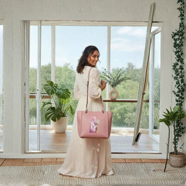 Pink Hijab‑Style Floral Tote Bag