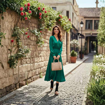 Elegant Structured Tote Handbag with Tassel Charm