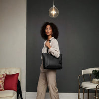 The Signature Black Tassel & Chain Tote Bag | Structured Faux Leather Handbag