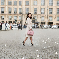 Pink Structured Tote Handbag with Chain Detail