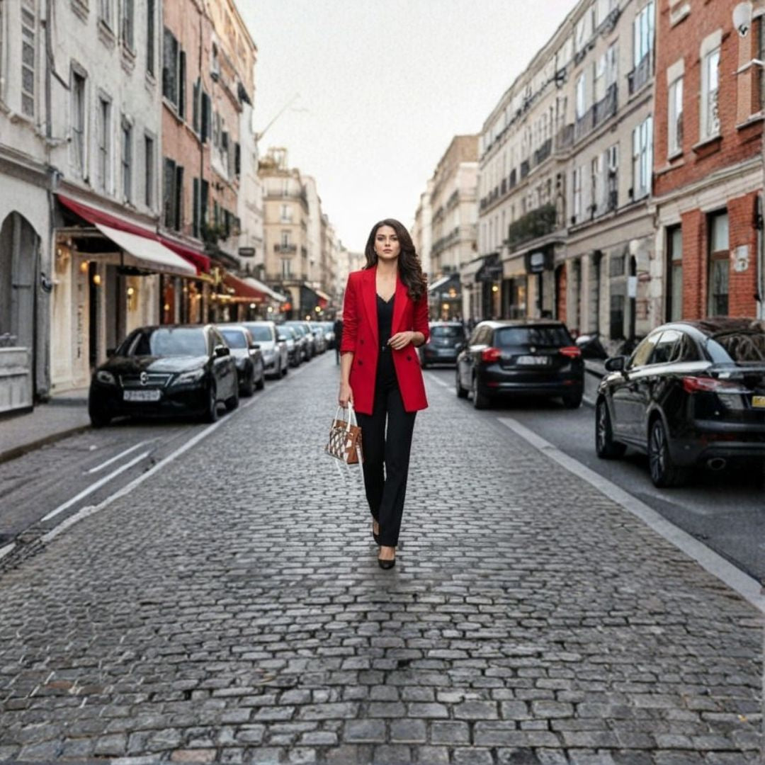 Woven Two-Tone Tote Handbag with Scarf Accent