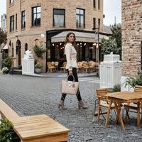 Women’s Classic Lock Tote Handbag – Beige