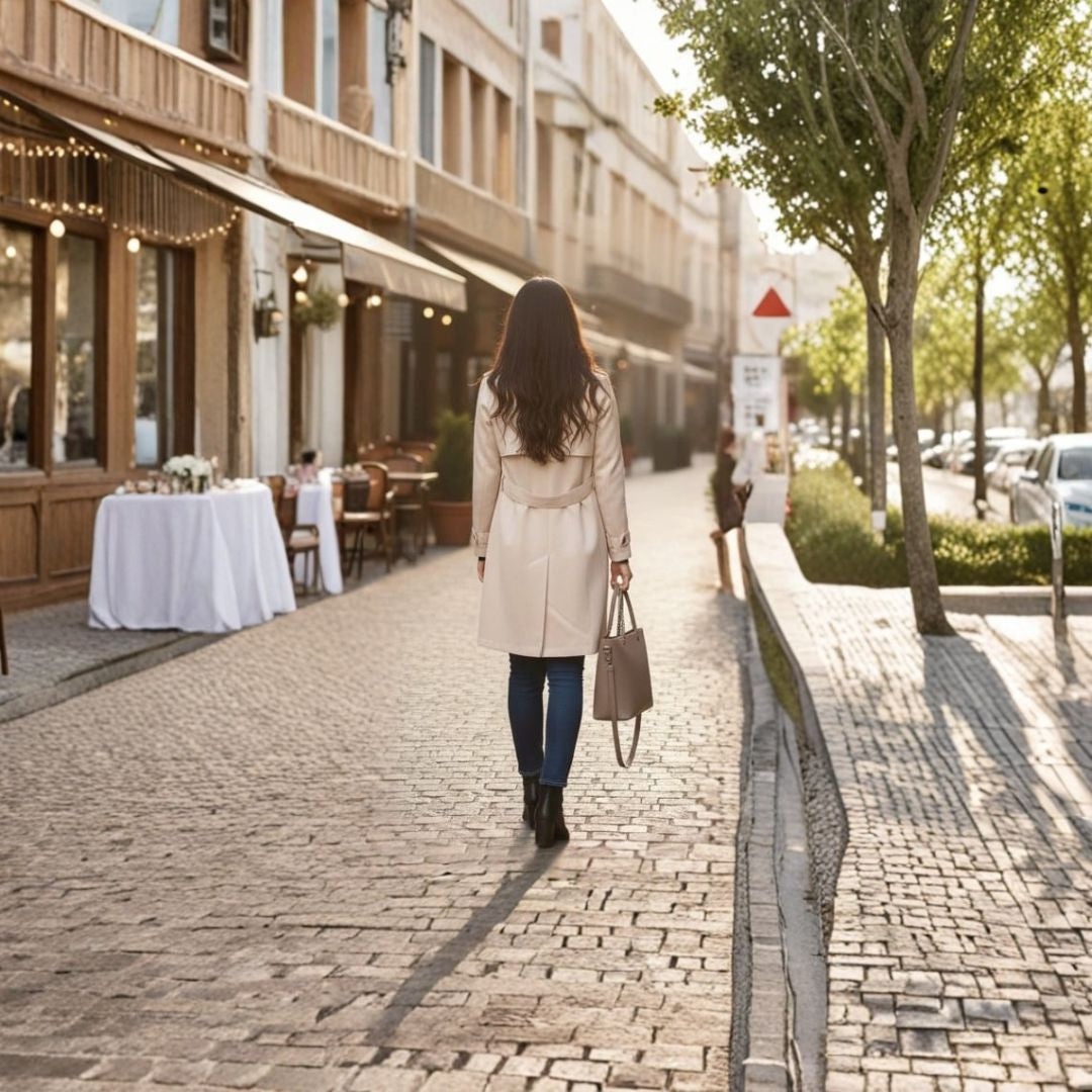 Women’s Chain Handle Tote Bag with Pouch – Taupe