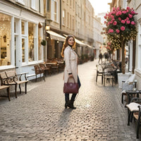 Women’s Classic Lock Tote Bag with Mini Pouch – Maroon