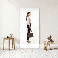 Classic Checkered Leather Shoulder Tote Bag