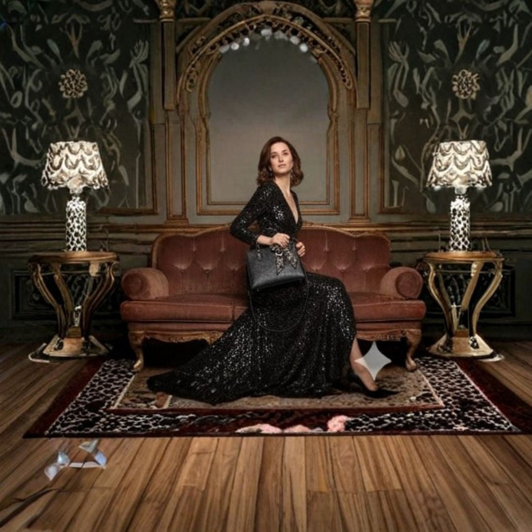 Elegant Embossed Floral Tote Handbag with Scarf Detail