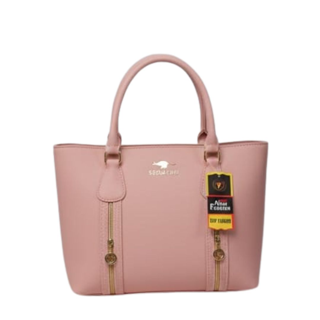 Women’s Elegant Zip Tote Handbag – Blush Pink