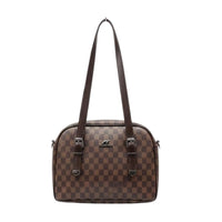 Classic Checkered Leather Shoulder Tote Bag
